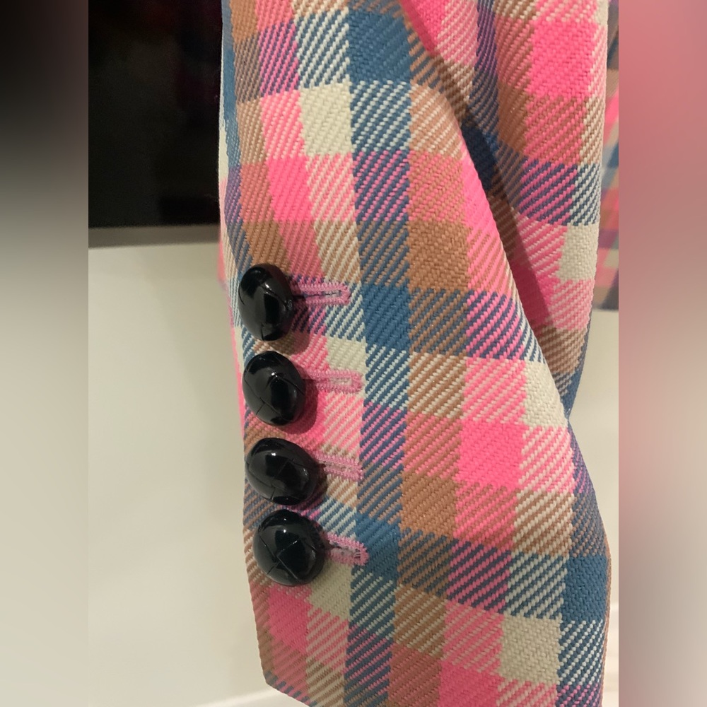 Smythe Box Pleat Tailored Check Blazer Pink sz 6 US - Picture 5 of 8
